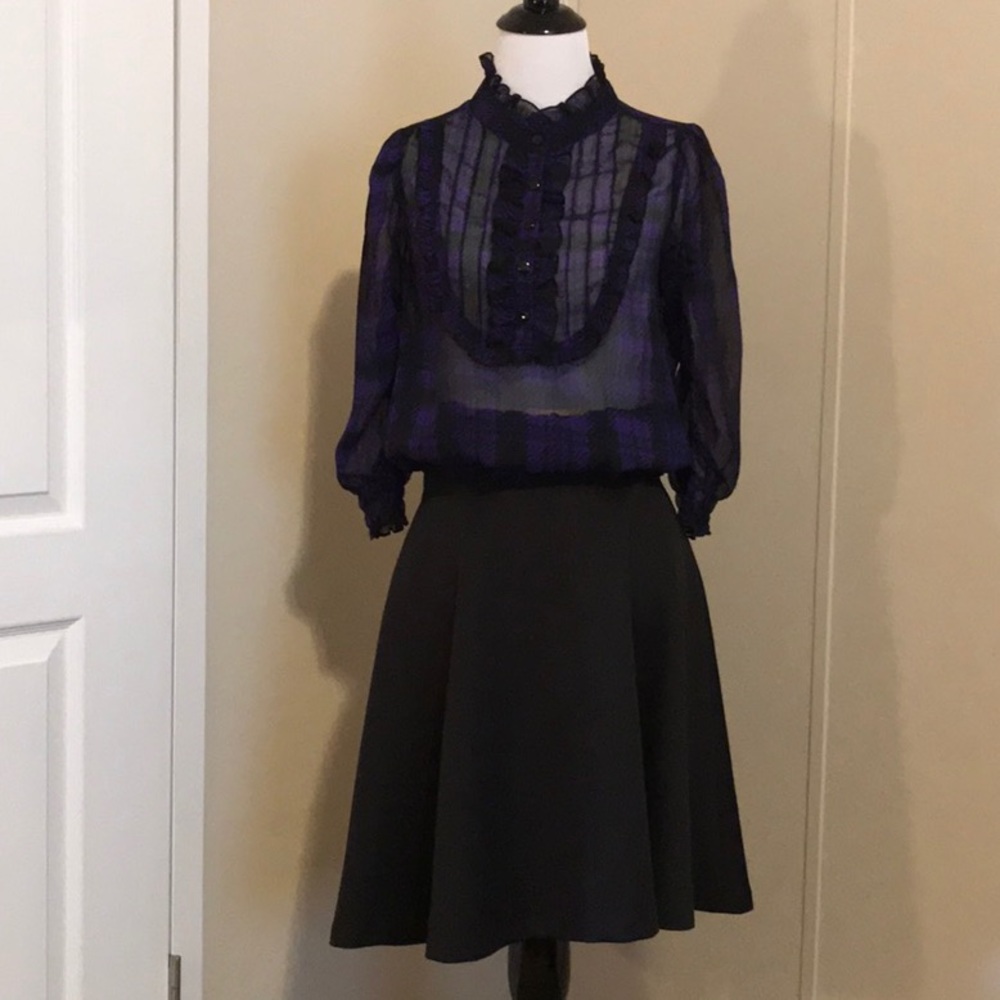 Sheer Purple & Black Checkered Blouse